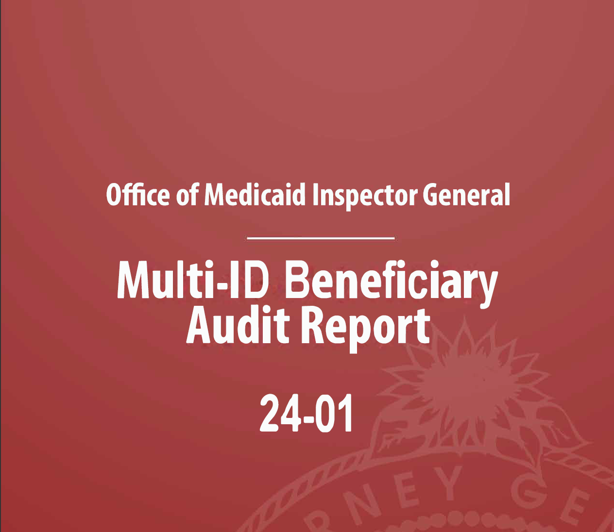 Screenshot of the OIG Multi-ID Beneficiary Audit Report cover page